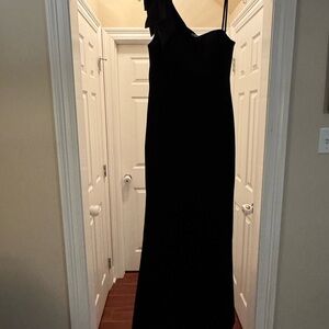 Eliza J Elegant One Shoulder Formal Velvet Gown